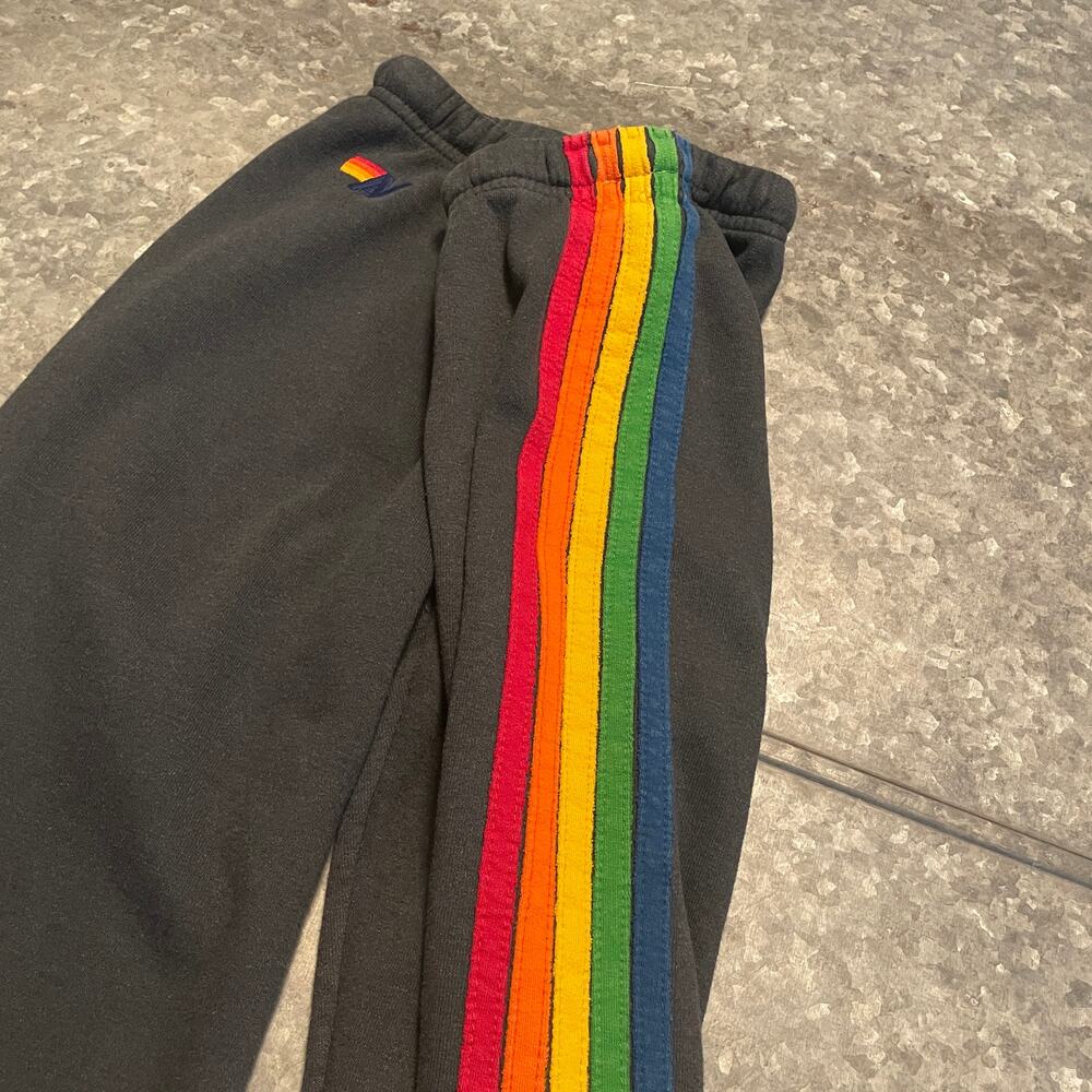 Aviator Nation 5 Stripe Charcoal Gray Sweatpants Womens Medium Athleisure Pants - Picture 4 of 11